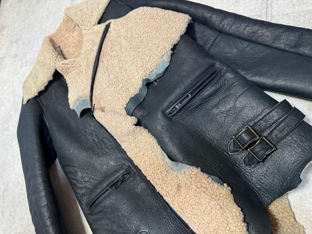 GalaabenD リアルムートン ライダースジャケット