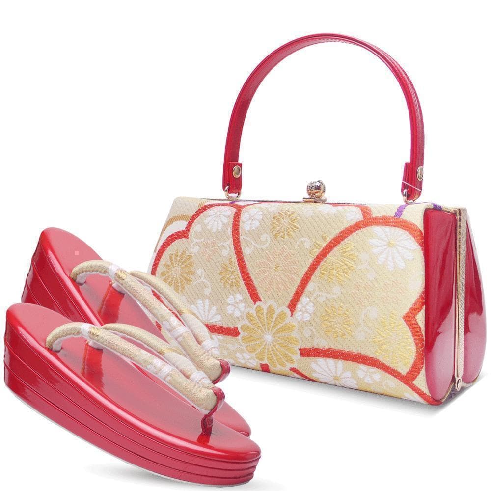 草履 バッグ セット 帯地 3枚芯 ヒール草履 振袖 uzouri52-1