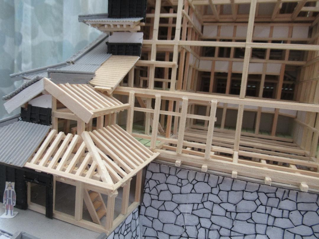 【自作品】熊本城構造模型（その２）　縮尺約１／７５　高さ約４５ｃｍ