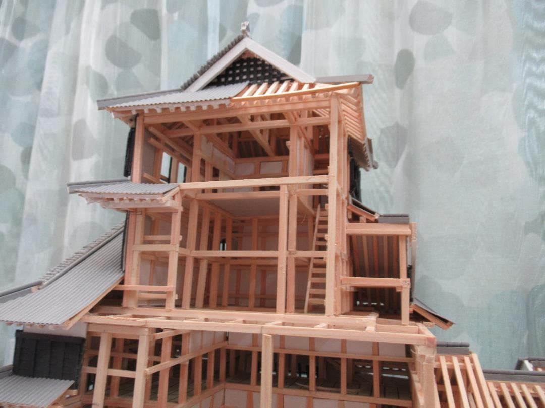 【自作品】熊本城構造模型（その２）　縮尺約１／７５　高さ約４５ｃｍ