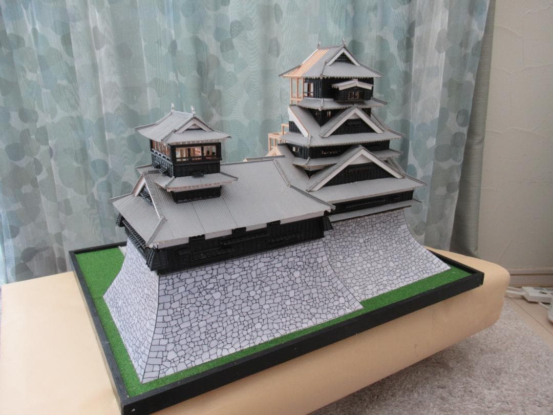 【自作品】熊本城構造模型（その２）　縮尺約１／７５　高さ約４５ｃｍ
