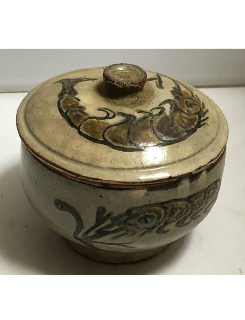 ◆金城次郎　 海老文　タラフ　菓子器蓋物