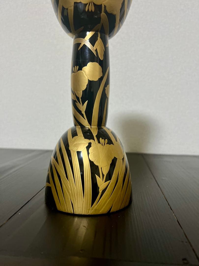 和楽器 鼓 黒地金色花柄