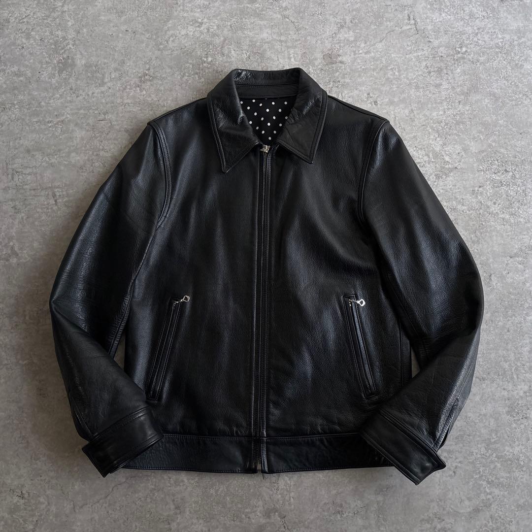未使用級■WACKO MARIA【M】本革 レザージャケット ドット 総裏 黒