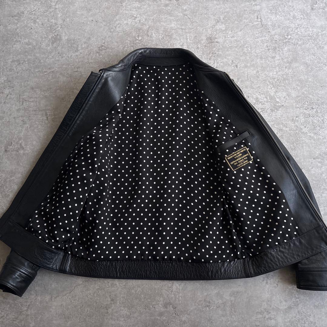 未使用級■WACKO MARIA【M】本革 レザージャケット ドット 総裏 黒