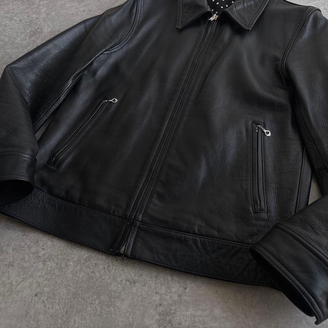 未使用級■WACKO MARIA【M】本革 レザージャケット ドット 総裏 黒