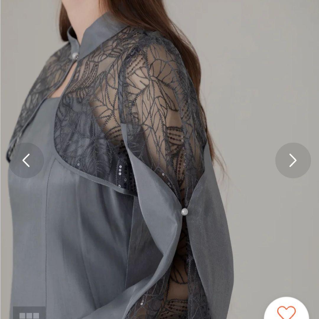 【LEJA】2点セット リーフ刺繍 パールボレロ付 マーメイドドレス 結婚式 S