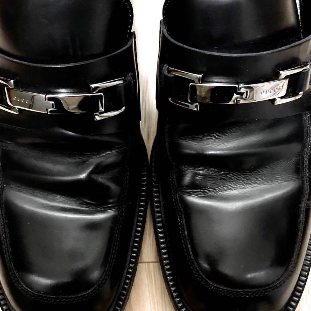 GUCCI ビットローファー プレートロゴ　革靴　レザー　ビジネスシューズ