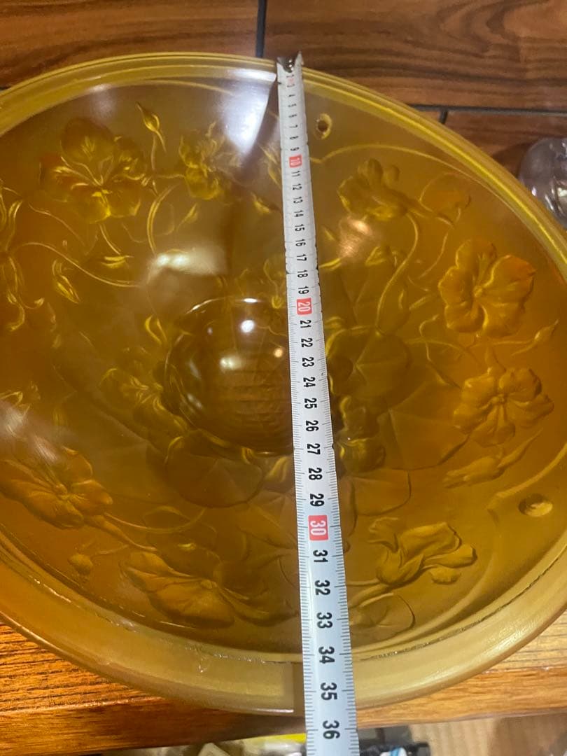 アールデコ　フロストガラス　吊り下げライトのガラス② アンバー