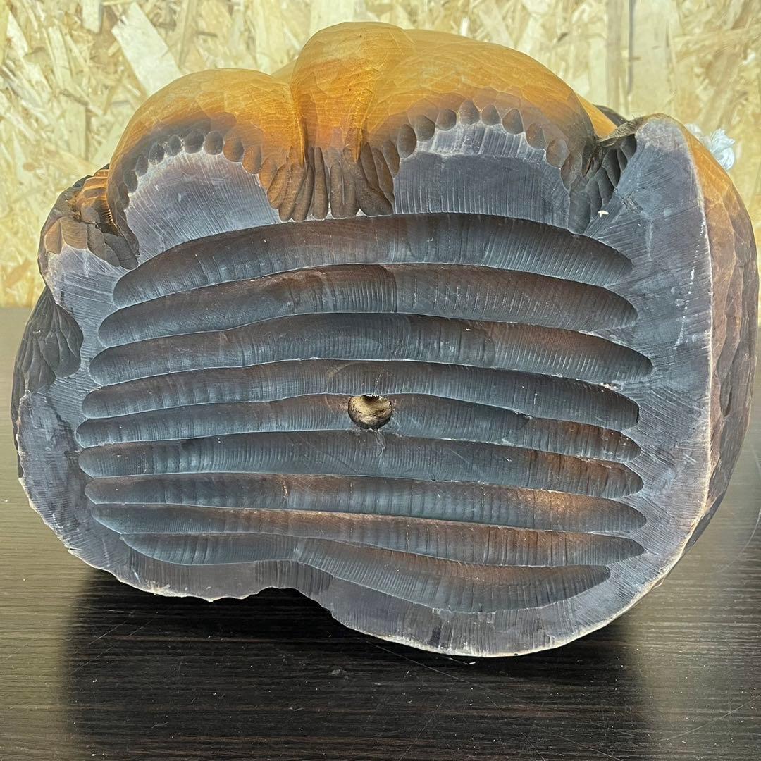 【希少】狸　木彫り 置物　一刀彫　アンティーク　ヴィンテージ　レトロ　縁起物