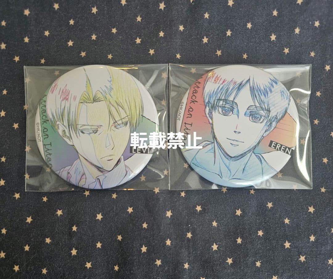 B　進撃の巨人　WIT STUDIO 原画 缶バッジ　リヴァイ　エレン　浅野恭司