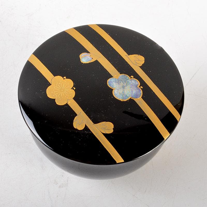 茶道具　 山中塗　中村宗悦作　螺鈿装飾　春秋棗　蓋二種　共箱　V　R6488