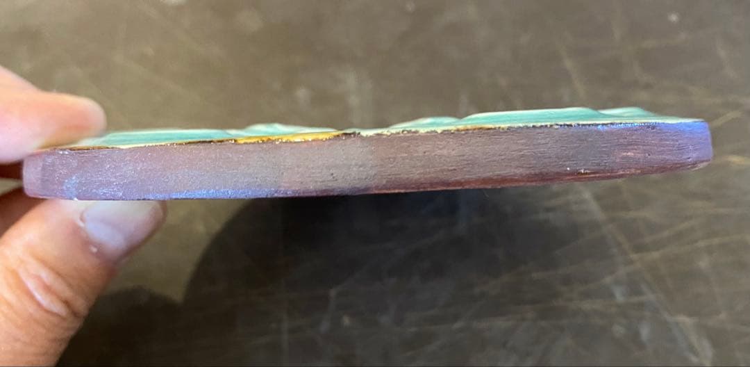 中国青磁タイル　龍・玉　鑑賞台座　　２点セット ヴィンテージ　レア 台湾茶器