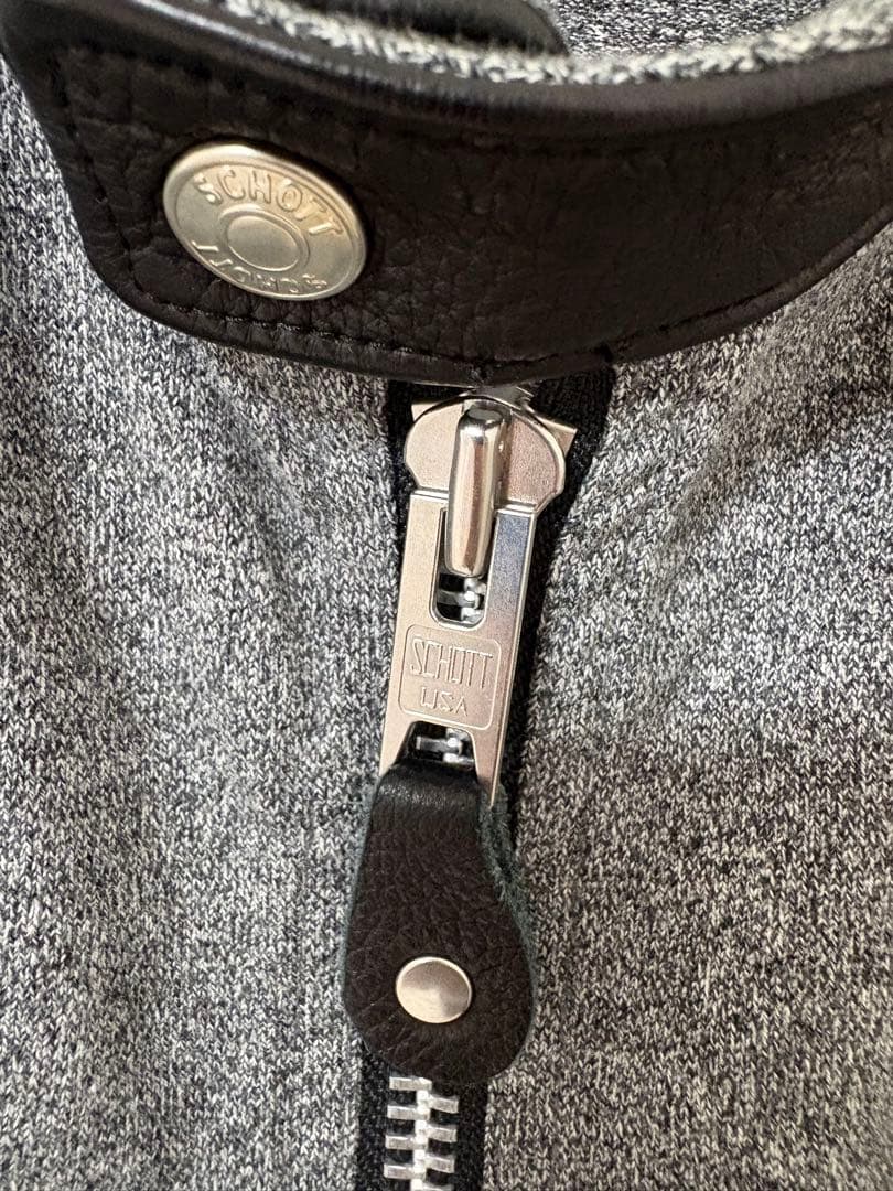 【美品】Schott シングルライダースジャケット　グレー ジャケット XL