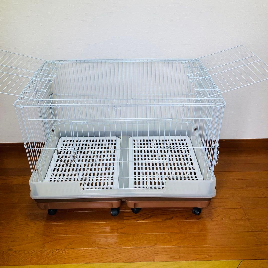 マルカンうさぎのカンタンおそうじケージワイド茶