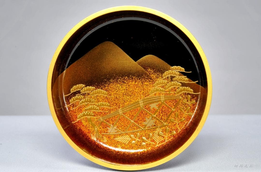 【たかちむ】井筒鳳斉 鷹ヶ峰蒔絵 大棗 立上り雲錦蒔絵 蓋裏光悦垣蒔絵