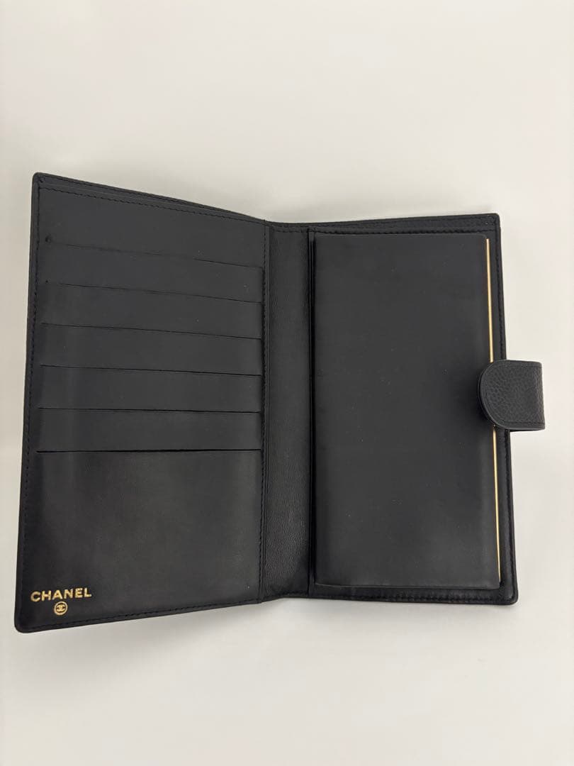 美品　シャネル　キャビアスキン　デカココ　がま口　二つ折り　長財布