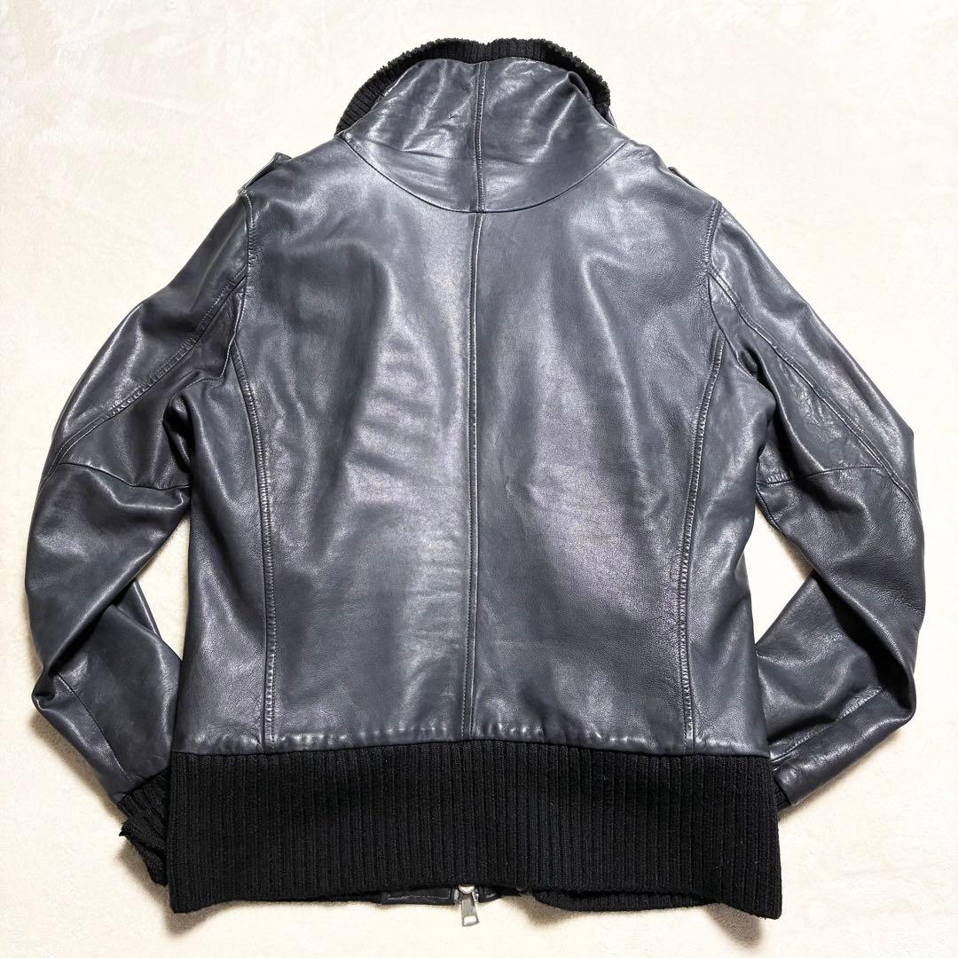 【美品】GIORGIO BRATO☆レザージャケット☆ライダース☆羊革☆墨黒☆