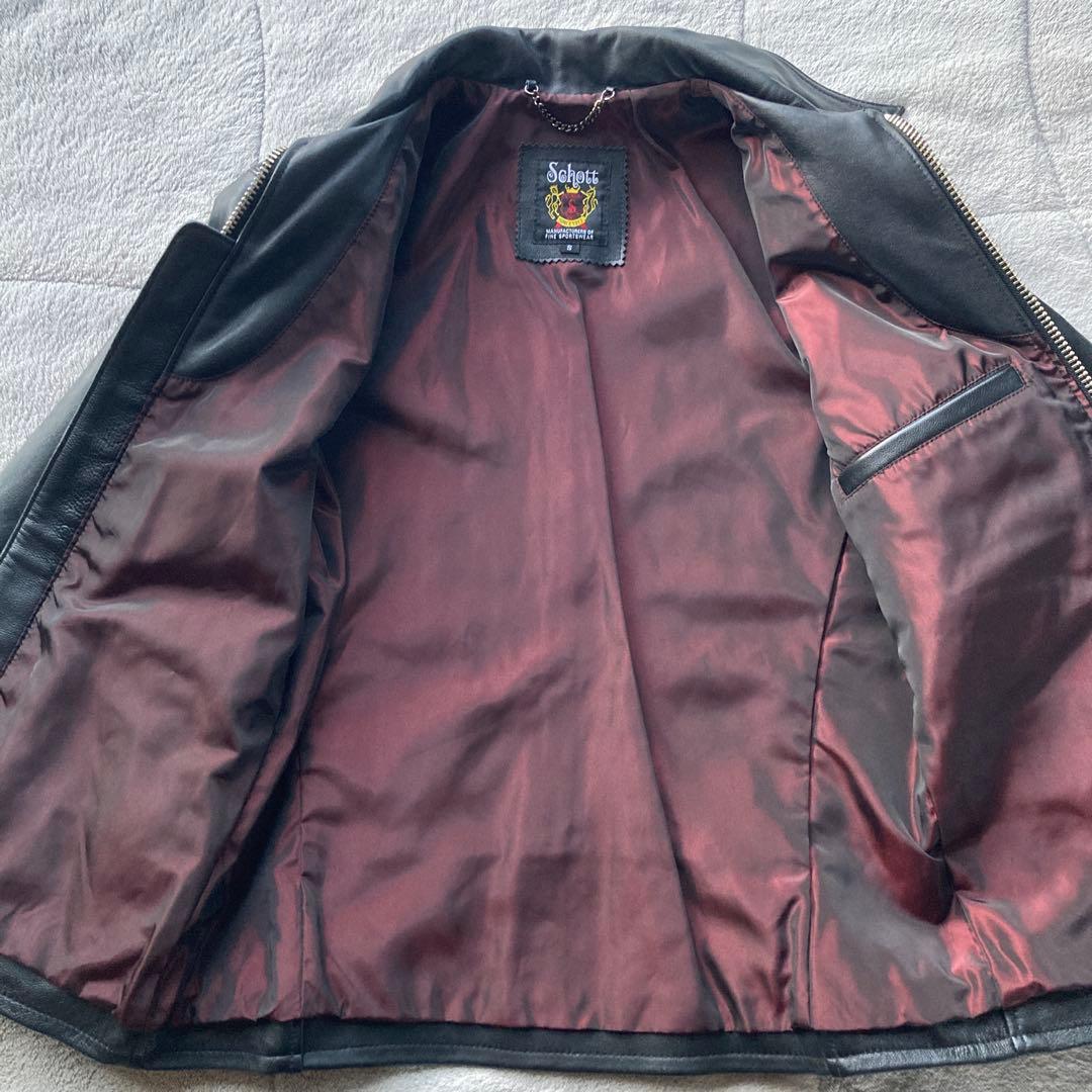 希少・極美品　ショット　羊革　パデッドトラッカージャケット シングルライダース