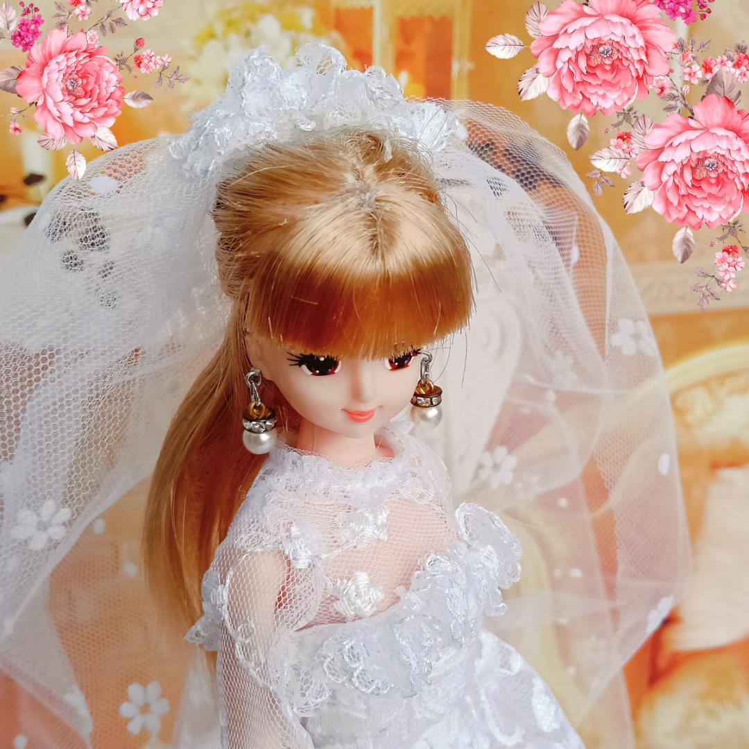 ジェニーサイズ　マーメイド　ウェディングドレス　手作り　ドール服　ドールドレス