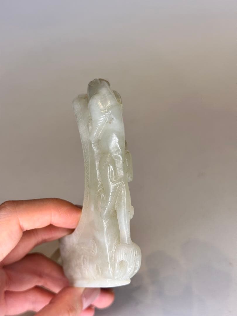 白玉 龍紋 筆架 龍彫 雕刻 文房具 古董品