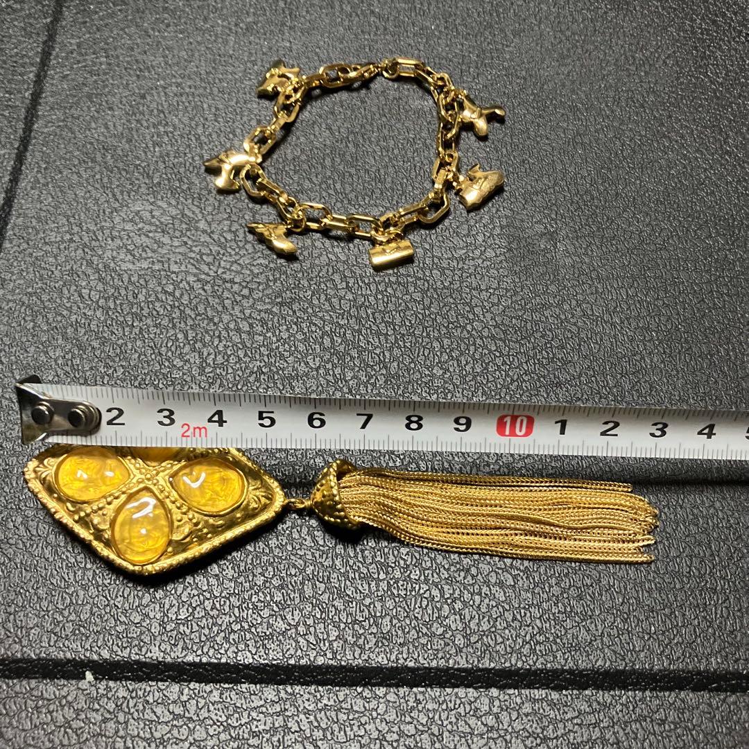 美品 ランセル ブレスレット ジョコンダ フリンジ ブローチ ゴールドカラー