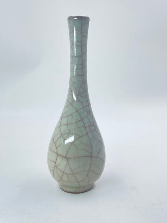 【島田幸一　作】粉青磁　花生　桐共箱　高さ約25㎝　花入　花瓶