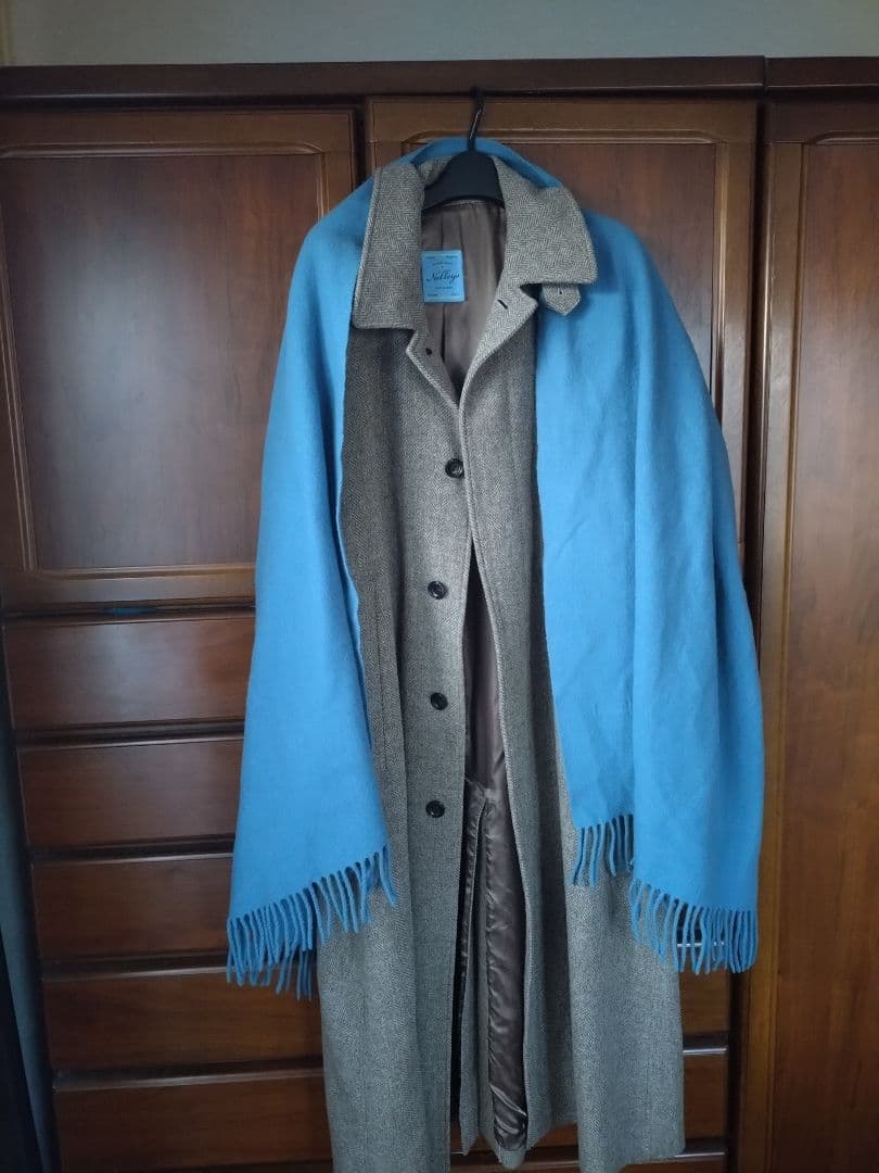 NOLLEYS ヘリンボーン チェスターコート＆ブルーマフラー付き