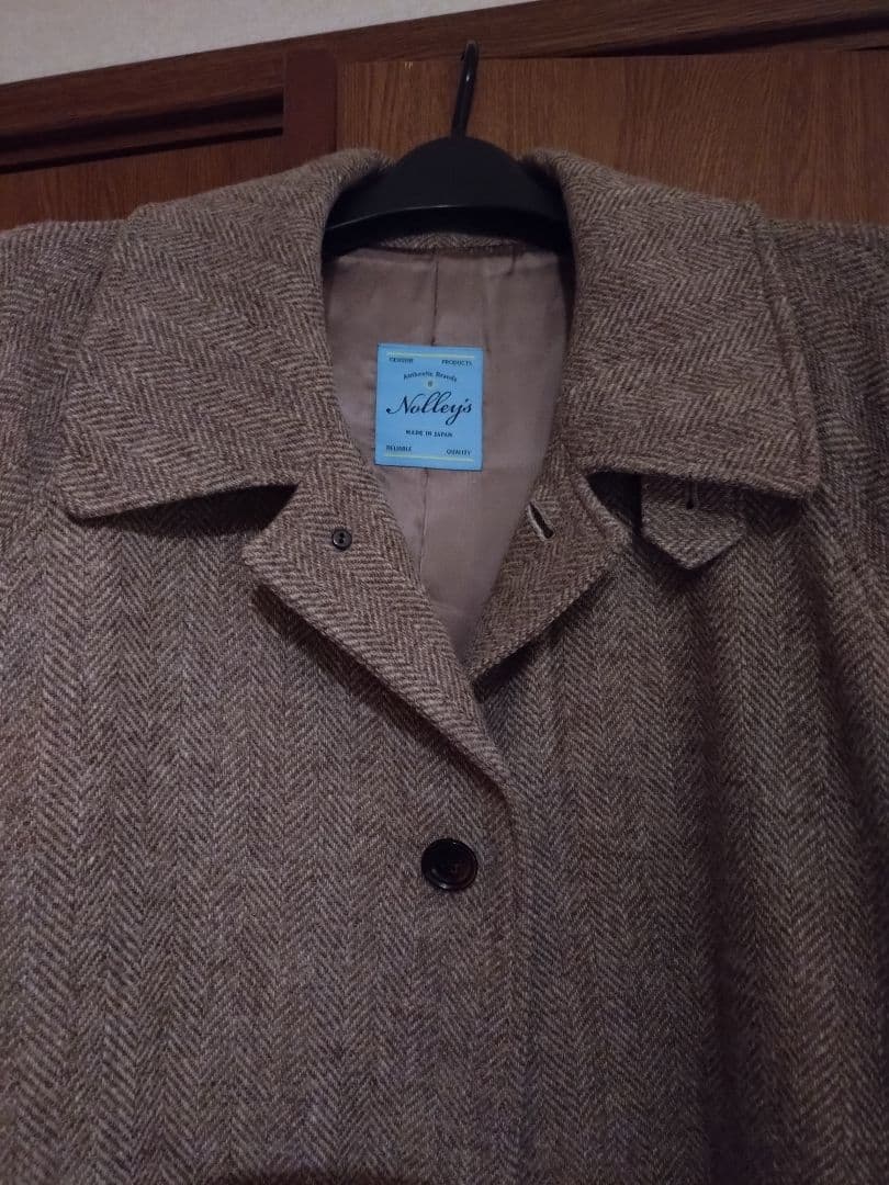 NOLLEYS ヘリンボーン チェスターコート＆ブルーマフラー付き