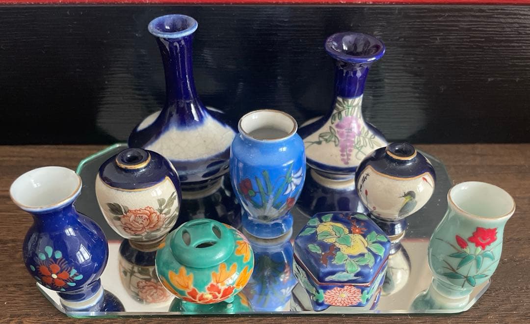 九谷焼　雄山　古伊万里　9点セット　ミニチュア 　 香炉　雛道具　ヴィンテージ