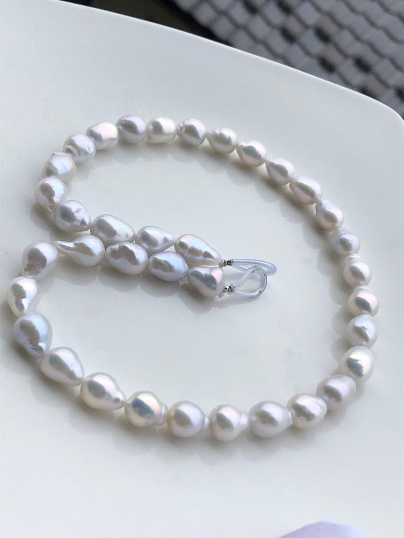 虹色　淡水バロックパールネックレス1連　FG25