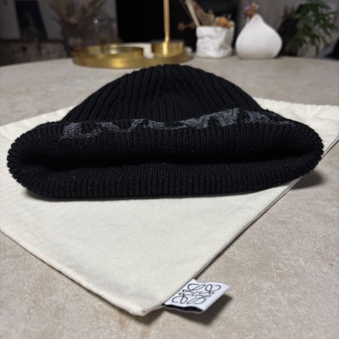 【美品】LOEWE ロエベ ビーニー ニット帽 黒 イタリア製 保存袋有