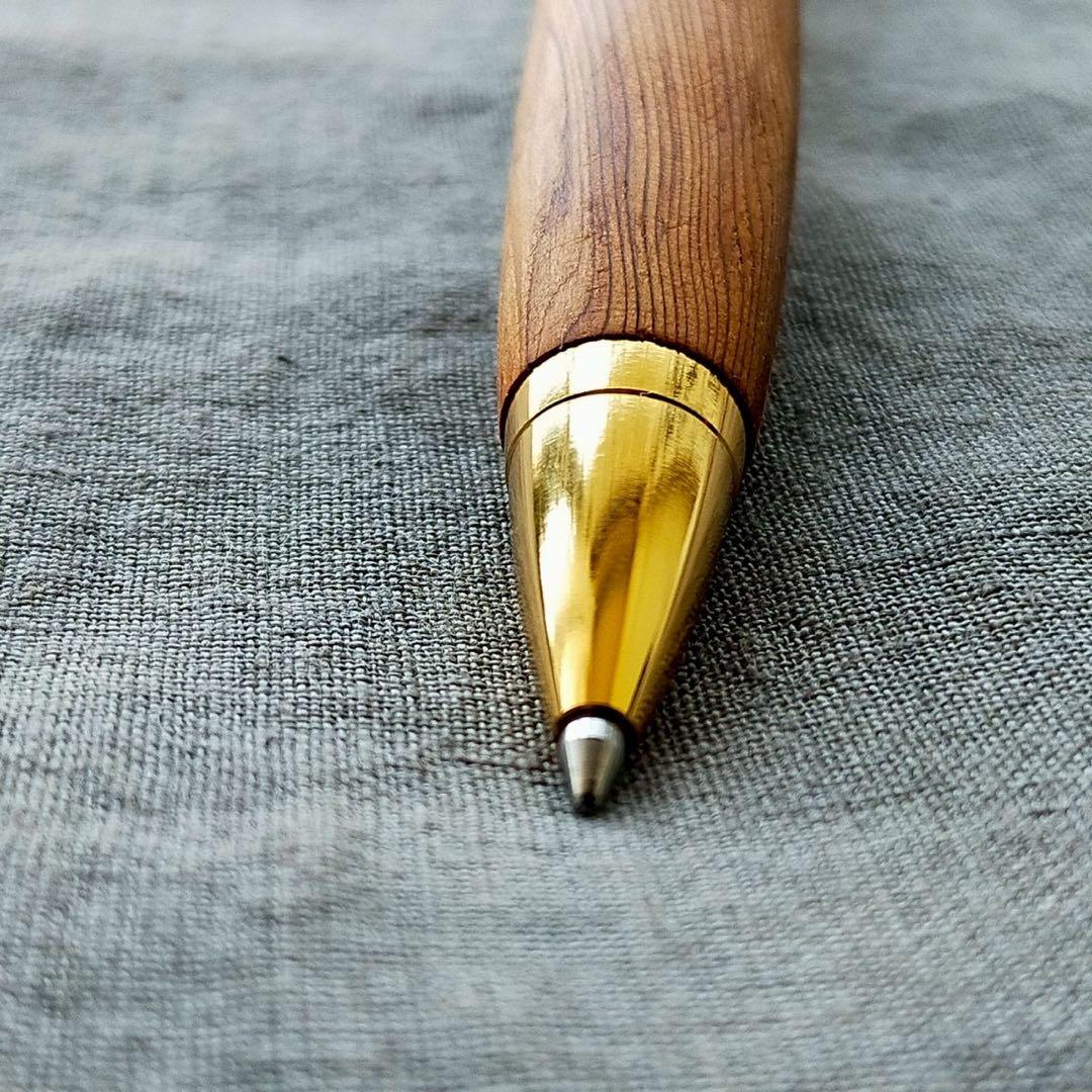 屋久杉　ハンドメイド　木軸ボールペン　G2　天然木　ゴールド