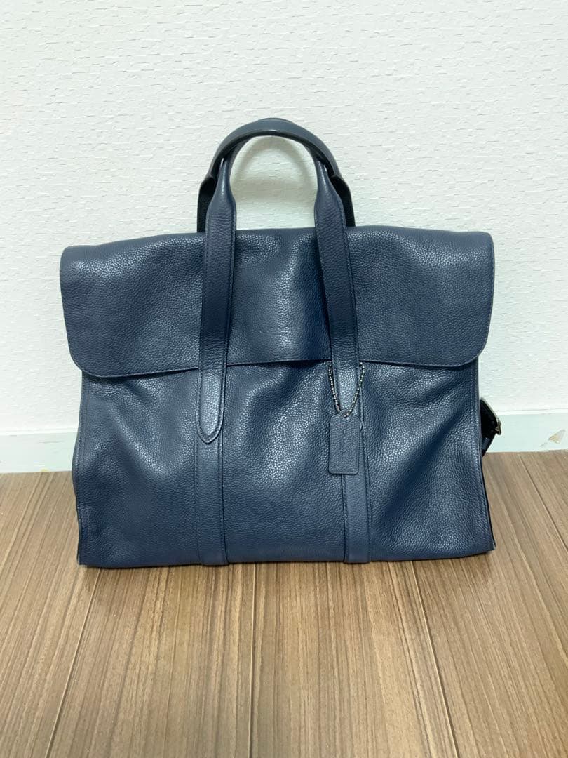 コーチ　ネイビー レザー ビジネスバッグ