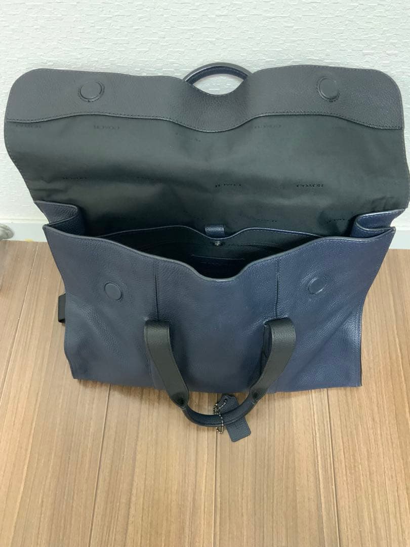 コーチ　ネイビー レザー ビジネスバッグ