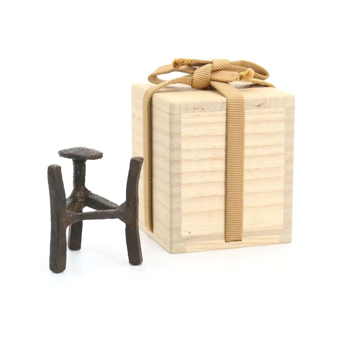 高木次郎兵衛/上野光照 黄檗山古釘蓋置 共箱 茶道具　C133　1F20