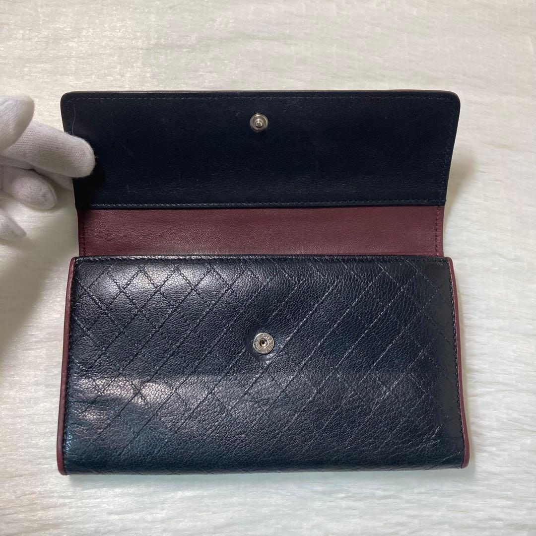 CHANEL シャネル　長財布　ロング　三つ折り　ビコローレ　バイカラー　黒