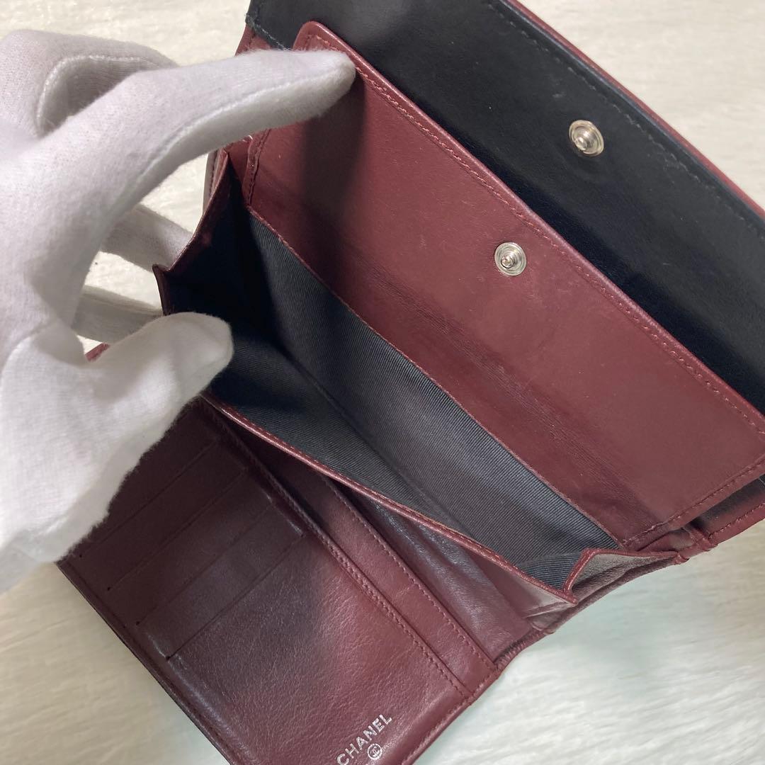 CHANEL シャネル　長財布　ロング　三つ折り　ビコローレ　バイカラー　黒