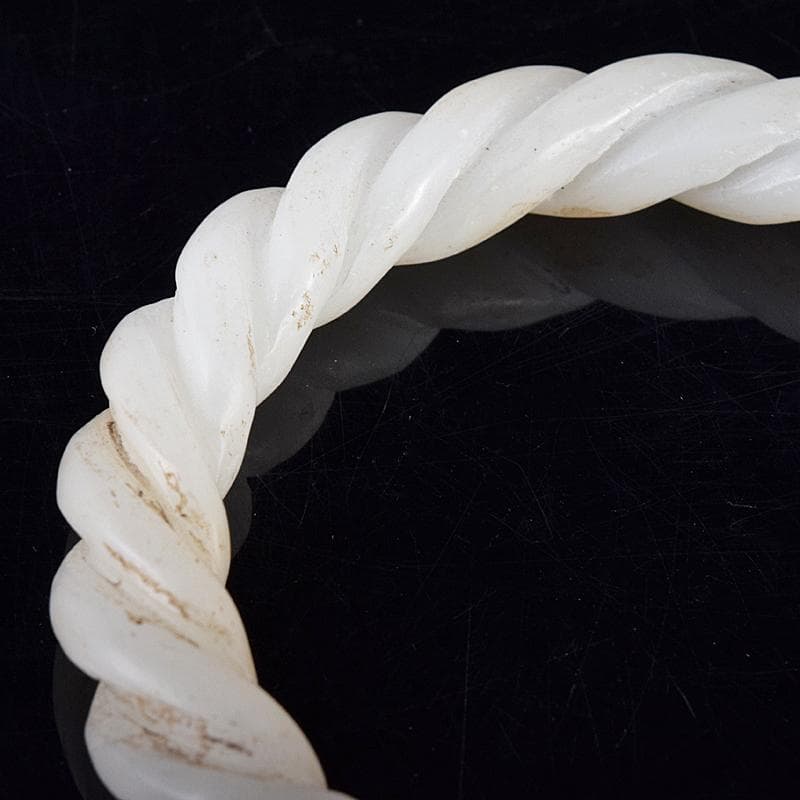 中国　玉石白玉彫刻　玉器　環　装飾品　C　8796E