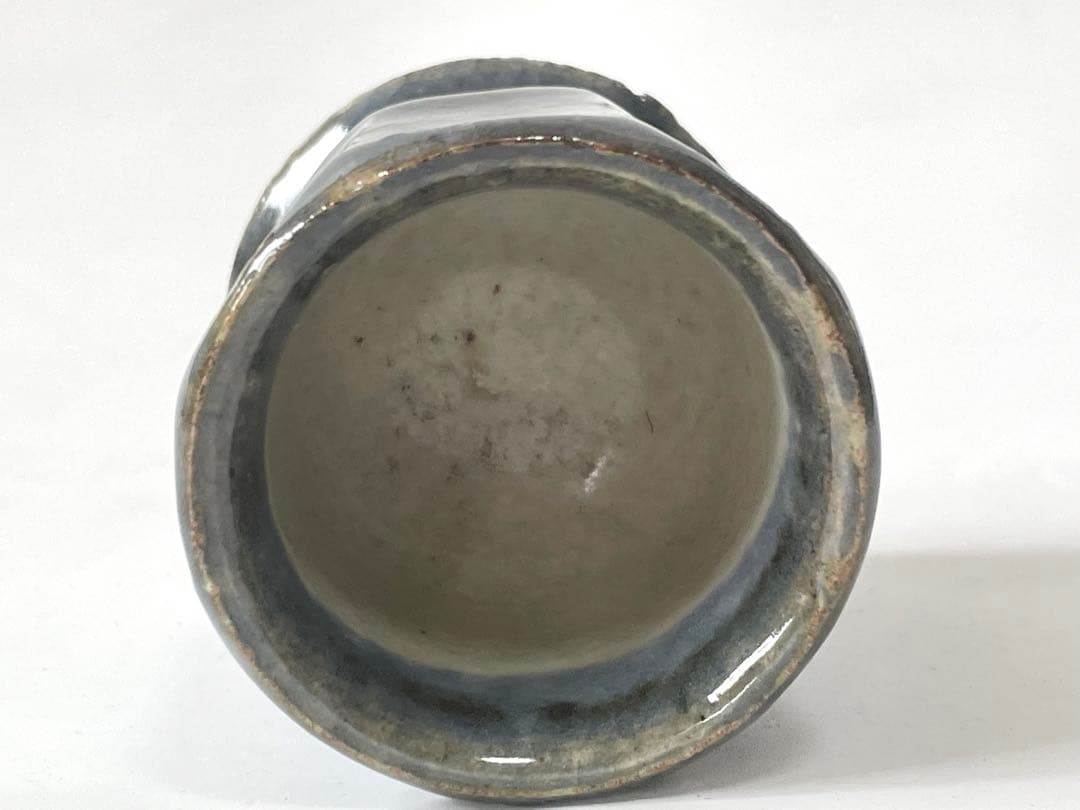 陶芸家　河井寛次郎　？　呉須　面取　盃　ぐい呑　酒器　脚付盃　瑠璃