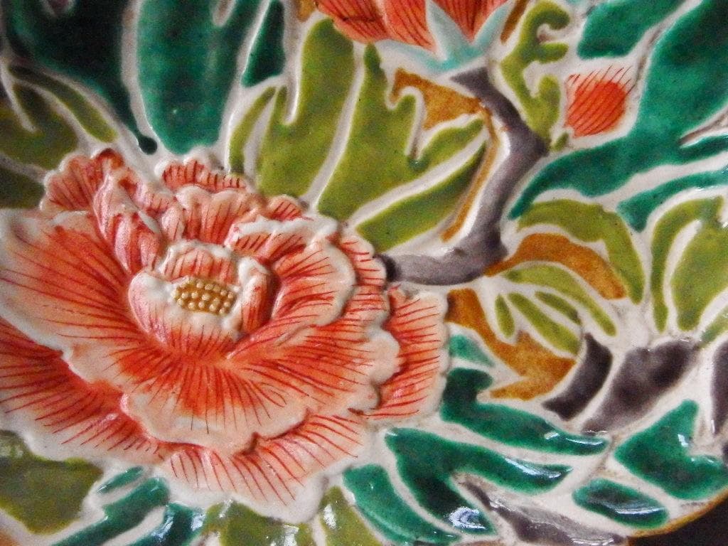 ♪骨董の器 時代物 古九谷 バルボティーヌを彷彿とさせる器オーバル 中皿