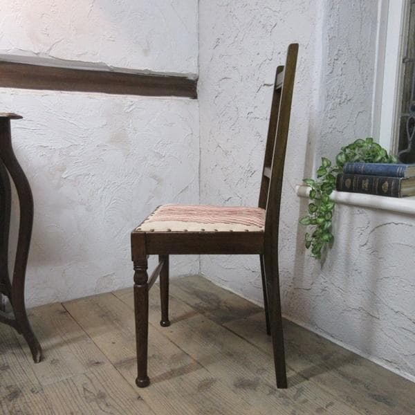 訳あり イギリス アンティークチェア 椅子 鋲打ち イス 店舗什器 4106d