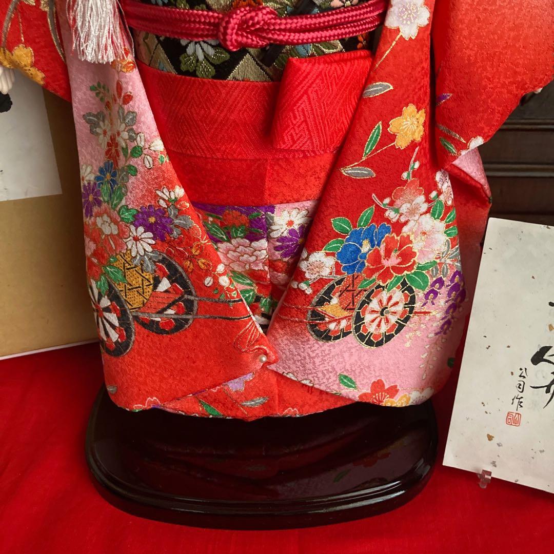 かわいい市松人形/公司作/作家物/日本製/高さ40cm/美品/紙製元箱/栞