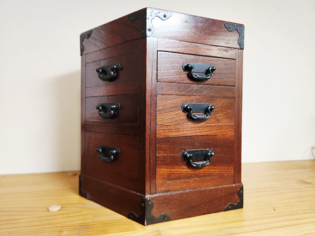 六角形 木製タンス引き出し収納箱昭和レトロアンティークヴィンテージ古道具李朝家具