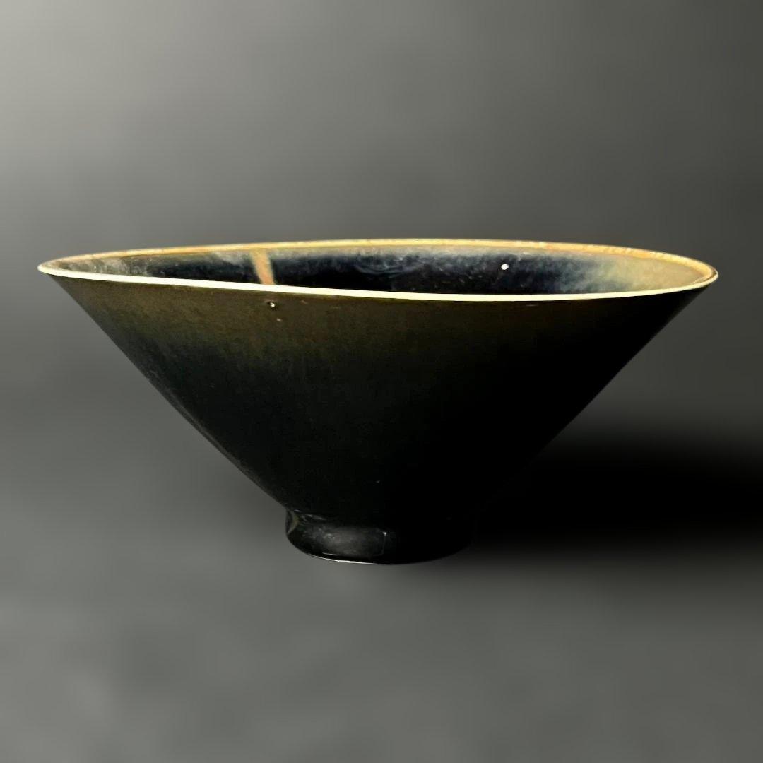 唐物 定窯 黒釉鉄斑紋碗 中国美術 古玩 時代物 SH96