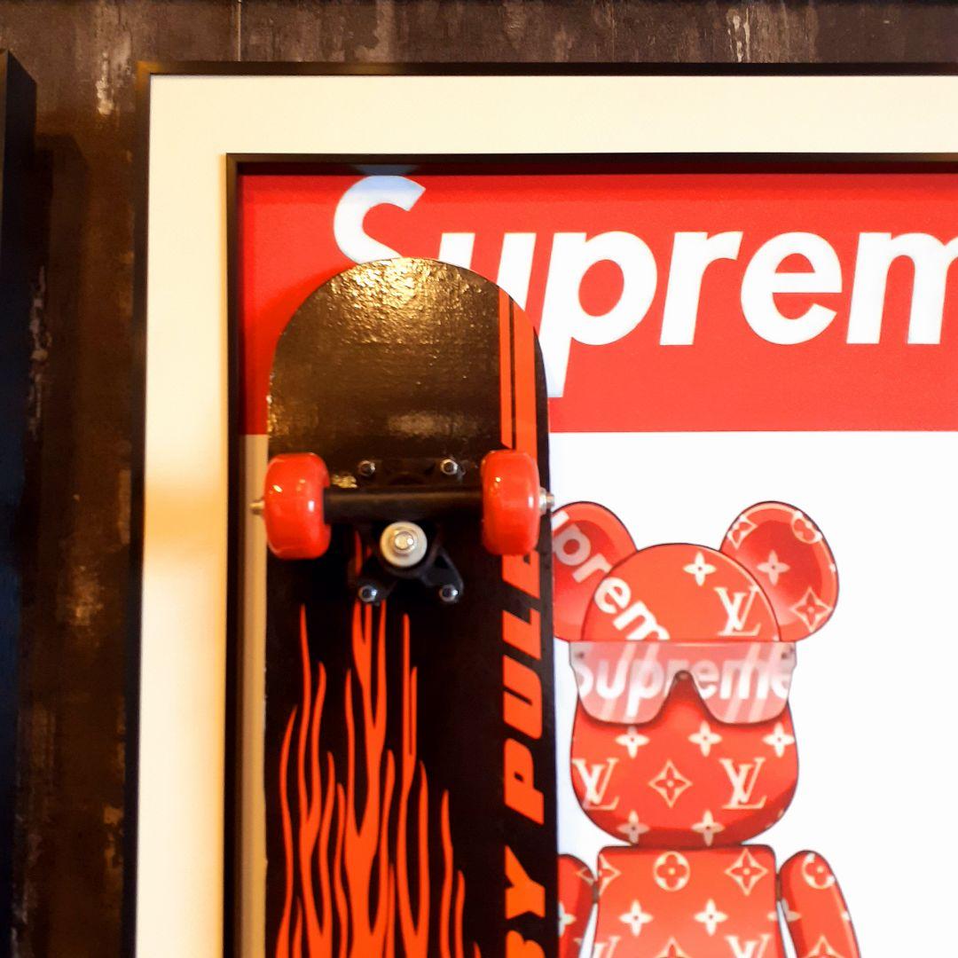 スケボーフィギア付　Louis Vuitton　Supreme　3Dアートパネル