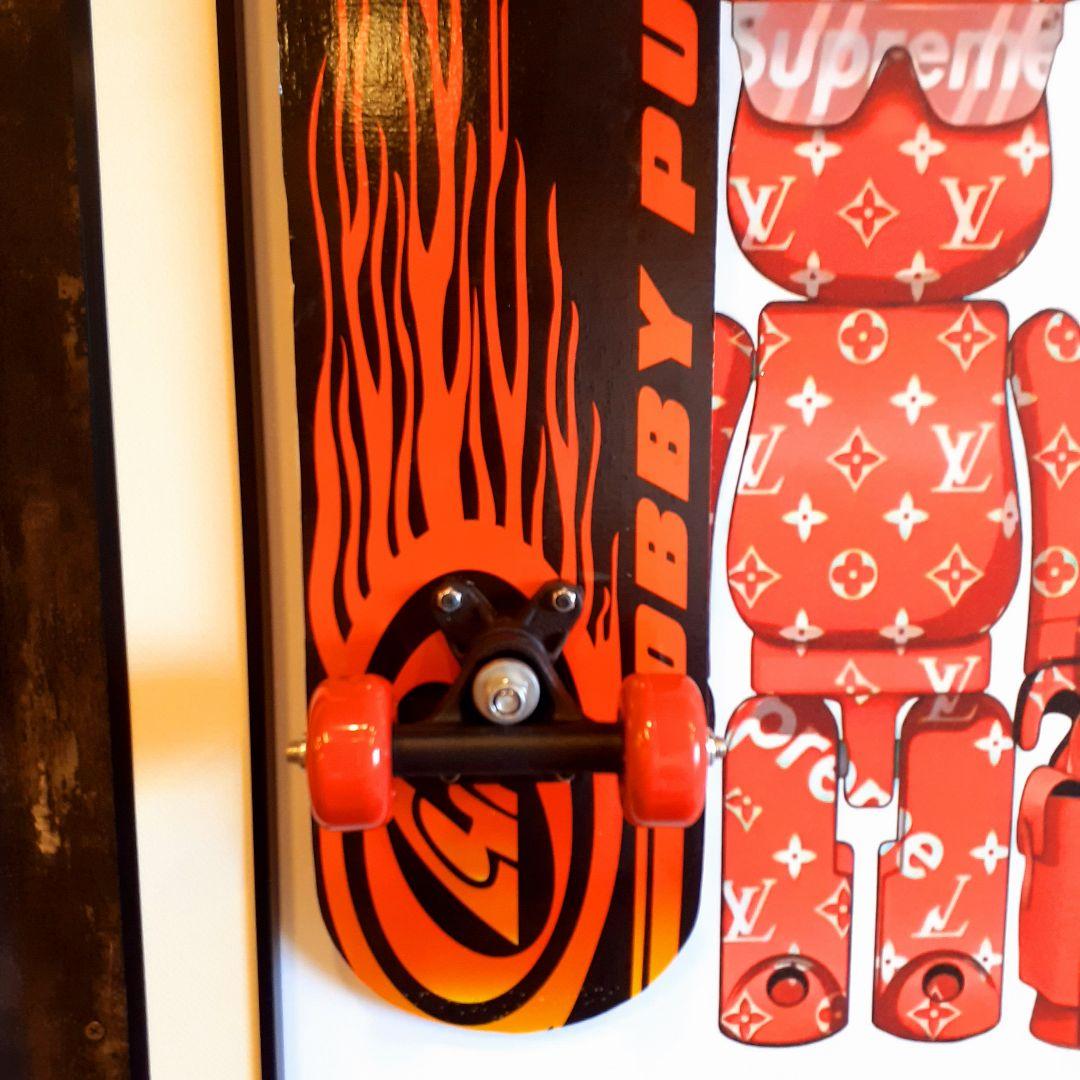 スケボーフィギア付　Louis Vuitton　Supreme　3Dアートパネル