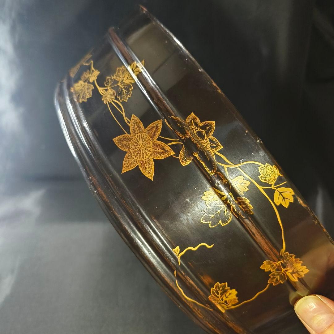 茶道具 桃山期蒔絵洗桶 煎茶茶櫃 木製漆器 骨董 時代物 桐箱入り 蒐集家蔵出し