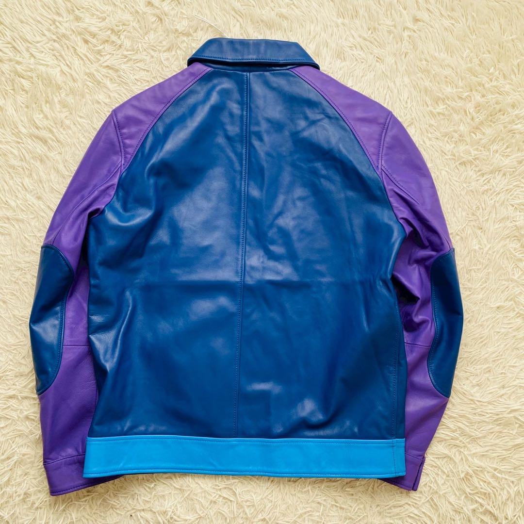 ユークス●未使用級/希少カラー●高級イタリア製ラムレザー バイカージャケット L