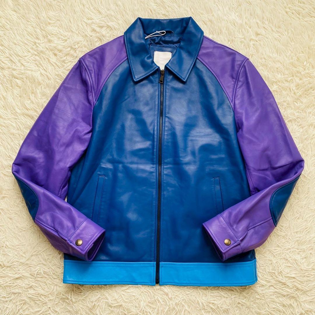 ユークス●未使用級/希少カラー●高級イタリア製ラムレザー バイカージャケット L